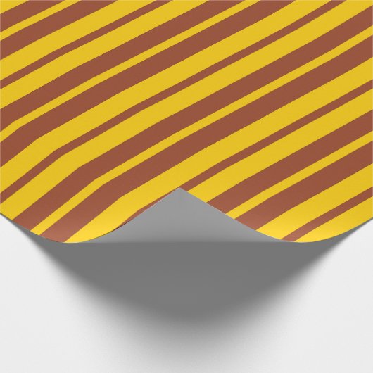 Yellow Brown Stylish Stripes Pattern Design Geschenkpapier (Ecke)