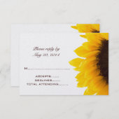 Yellow Brown Sunflower Wedding RSVP Cards (Vorne/Hinten)