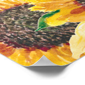 Yellow Brown Sunflower White Boho Hochzeit Begrüßu Poster (Ecke)