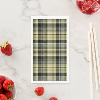 Yellow-brown tartan plaid.  serviette