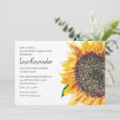 Yellow Brown Watercolor Sonnenblumen Graduation Pa Einladung (Stehend Vorderseite)
