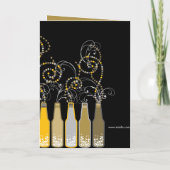 Yellow Bubbly Flaschen Silvesterabend Einladung (Rückseite)