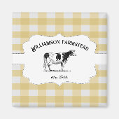 Yellow Buffalo, Karierte Kuh-Magnet Magnet (Vorne)