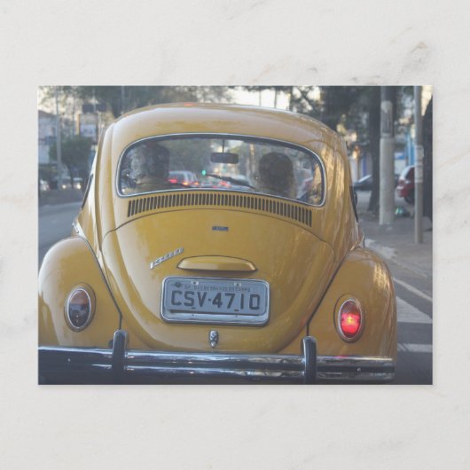 Yellow Bug Vintage Car Postkarten (Vorderseite)