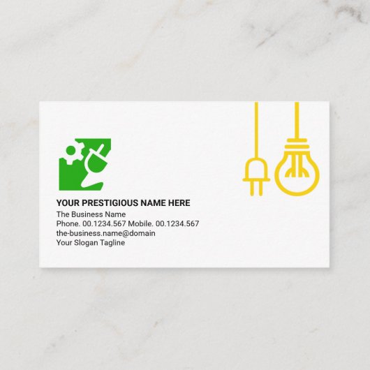 Yellow Bulb Electric Power Plug-Motif Engineering Visitenkarte (Rückseite)