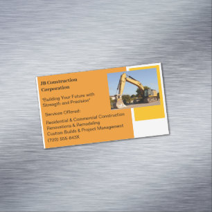 Yellow Bulldozer Gebäude Contractor Construction Magnetische Visitenkarte