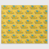 Yellow Bulldozer Wrapping Paper Construction Theme Geschenkpapier (Flach)