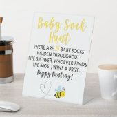 Yellow Bumble Bee Baby Shower Baby Sock Hunt Game Sockelschild (In SItu)