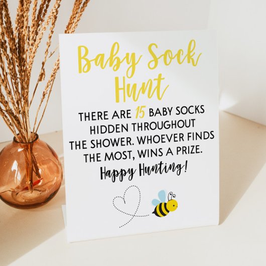 Yellow Bumble Bee Baby Shower Baby Sock Hunt Game Sockelschild