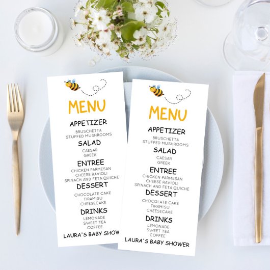 Yellow Bumble Bee Honey Bee Baby Shooting Food Menükarte