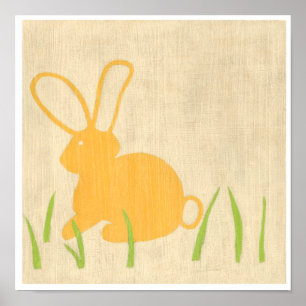 Yellow Bunny and Green Grass by Chariklia Zarris Poster