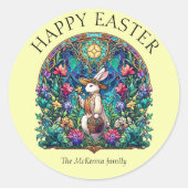 Yellow Bunny Gardene gesteinigter Glass Oster Runder Aufkleber (Vorderseite)