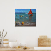 Yellow Buoy and Red Sails Abersoch Poster (Küche)