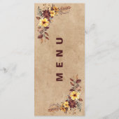 Yellow Burgundy Hochzeit im Herbst Empfang Dinner  Menükarte (Rückseite)