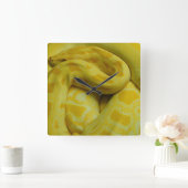 Yellow Burmese Python Quadratische Wanduhr (Zuhause)