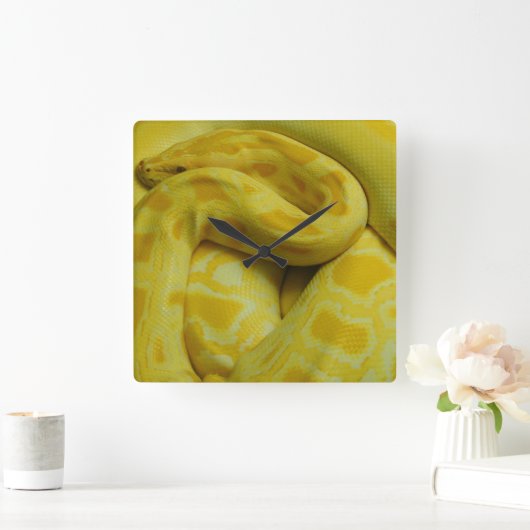 Yellow Burmese Python Quadratische Wanduhr (Zuhause)