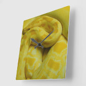 Yellow Burmese Python Quadratische Wanduhr (Winkel)