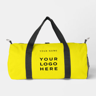 Yellow Business Logo Name Instagram Fitness Duffle Bag