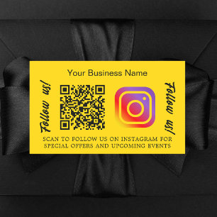 Yellow business name qr code Instagram Rechteckiger Aufkleber