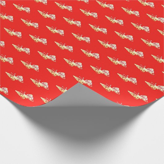 Yellow butterflies on red geschenkpapier (Ecke)