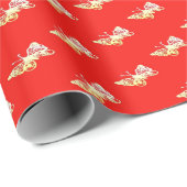 Yellow butterflies on red geschenkpapier (Rolleneckpunkt)
