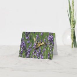 Yellow Butterfly Alighting Lavendel Note Card Dankeskarte