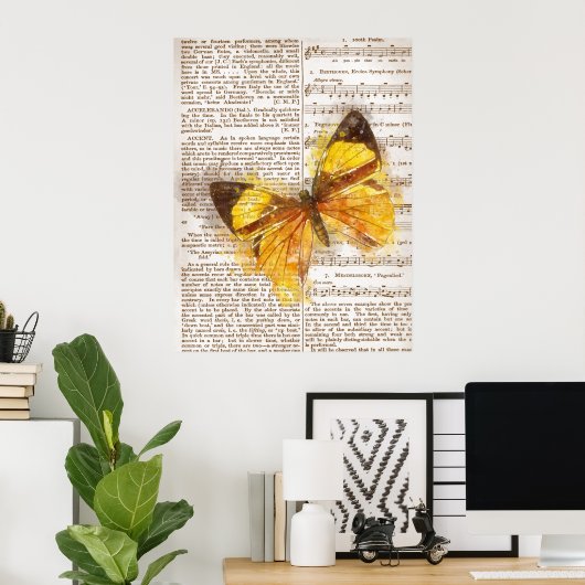 Yellow Butterfly Collage Poster (Heimbüro)