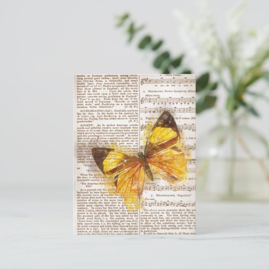 Yellow Butterfly Collage Postkarte (Stehend Vorderseite)