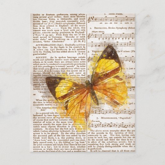 Yellow Butterfly Collage Postkarte (Vorderseite)