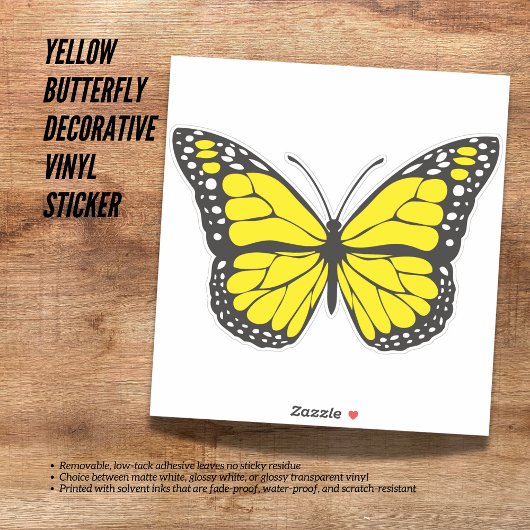 Yellow Butterfly Decorative Vinyl Aufkleber