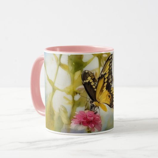 Yellow Butterfly Garden Art Tasse Cup (Vorderseite Links)