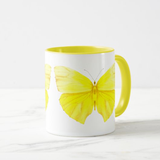 Yellow Butterfly Mug Tasse (VorderseiteRechts)