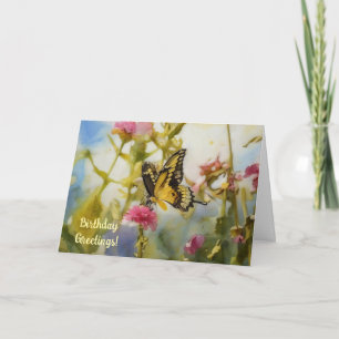 Yellow Butterfly Nature Art Geburtstagkarte Karte