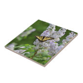 Yellow Butterfly on Lilac Tree Fliese (Seite)
