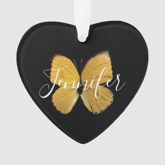 Yellow Butterfly Personalisiert Weihnachten Ornament (Vorderseite)