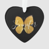Yellow Butterfly Personalisiert Weihnachten Ornament (Rückseite)
