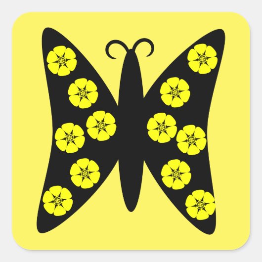 Yellow Butterfly Quadratischer Aufkleber (Vorderseite)