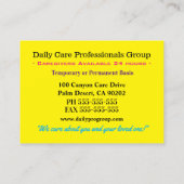 Yellow Butterfly Trustworthy Caregiver Visitenkarte (Rückseite)