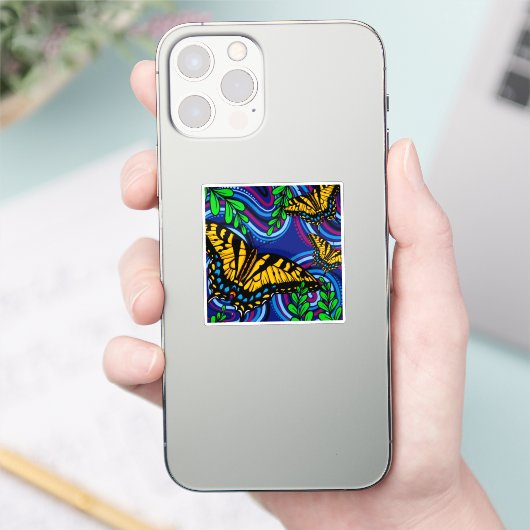 Yellow Butterfly Vinyl Sticker (Telefon)