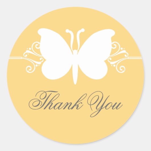 Yellow Butterfly Wirbel Danke, Stickers (Vorderseite)