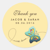 Yellow Butterfly Wirbel Hochzeit Dankeschön Sticke