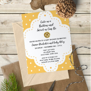 Yellow Button Baby Shower Einladung