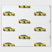 Yellow C7 Corvette Wrapping Paper Geschenkpapier (Flach)