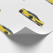 Yellow C7 Corvette Wrapping Paper Geschenkpapier (Ecke)