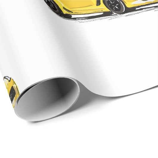 Yellow C7 Corvette Wrapping Paper Geschenkpapier (Rolleneckpunkt)