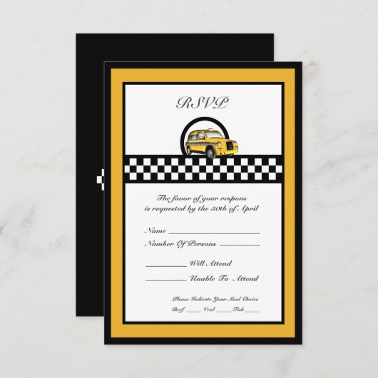 Yellow Cab Driver Retirement RSVP Karte (Vorne/Hinten)