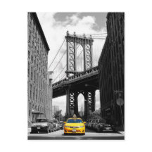 Yellow Cab in der Nähe von Manhattan Bridge, New Y