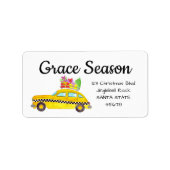 Yellow Cab New York Taxi with Christmas Ohrts Adressaufkleber (Vorne)