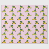 Yellow Cab Taxi Fir Tree Pattern Pink Christmasr Geschenkpapier (Flach)