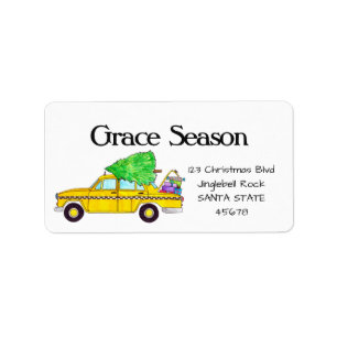 Yellow Cab Taxi Weihnachtsgeschenke Feiertagsmail Adressaufkleber